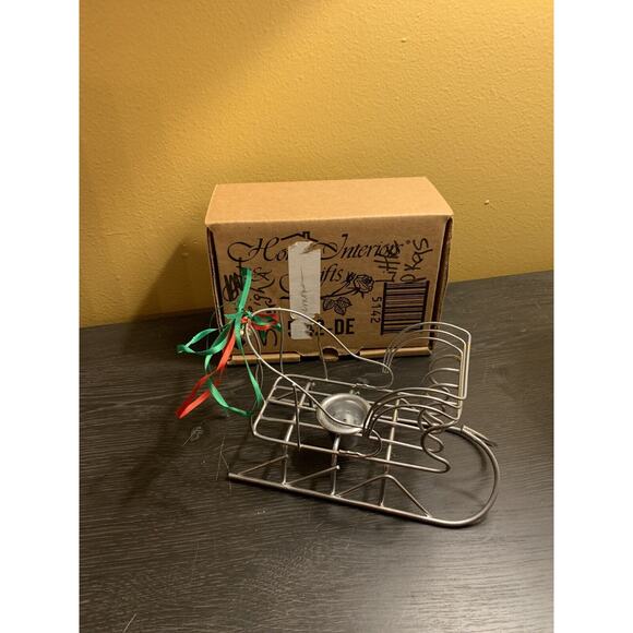 Vintage Home‎ Interior Metal Christmas Sleigh Decor Tea Light Candle Holiday - Picture 1 of 11